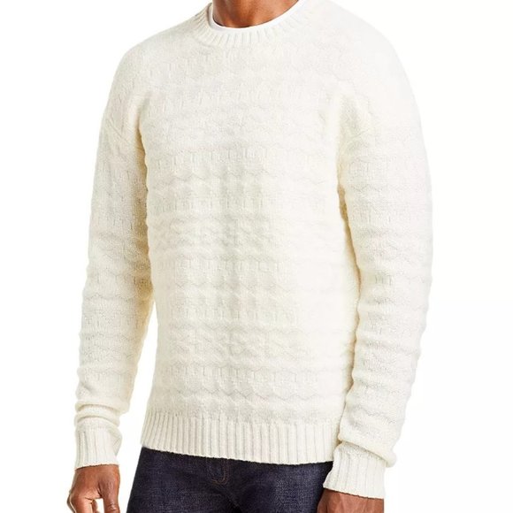 Bloomingdale's Geo Stripe Jacquard Crewneck Merino Wool Sweater